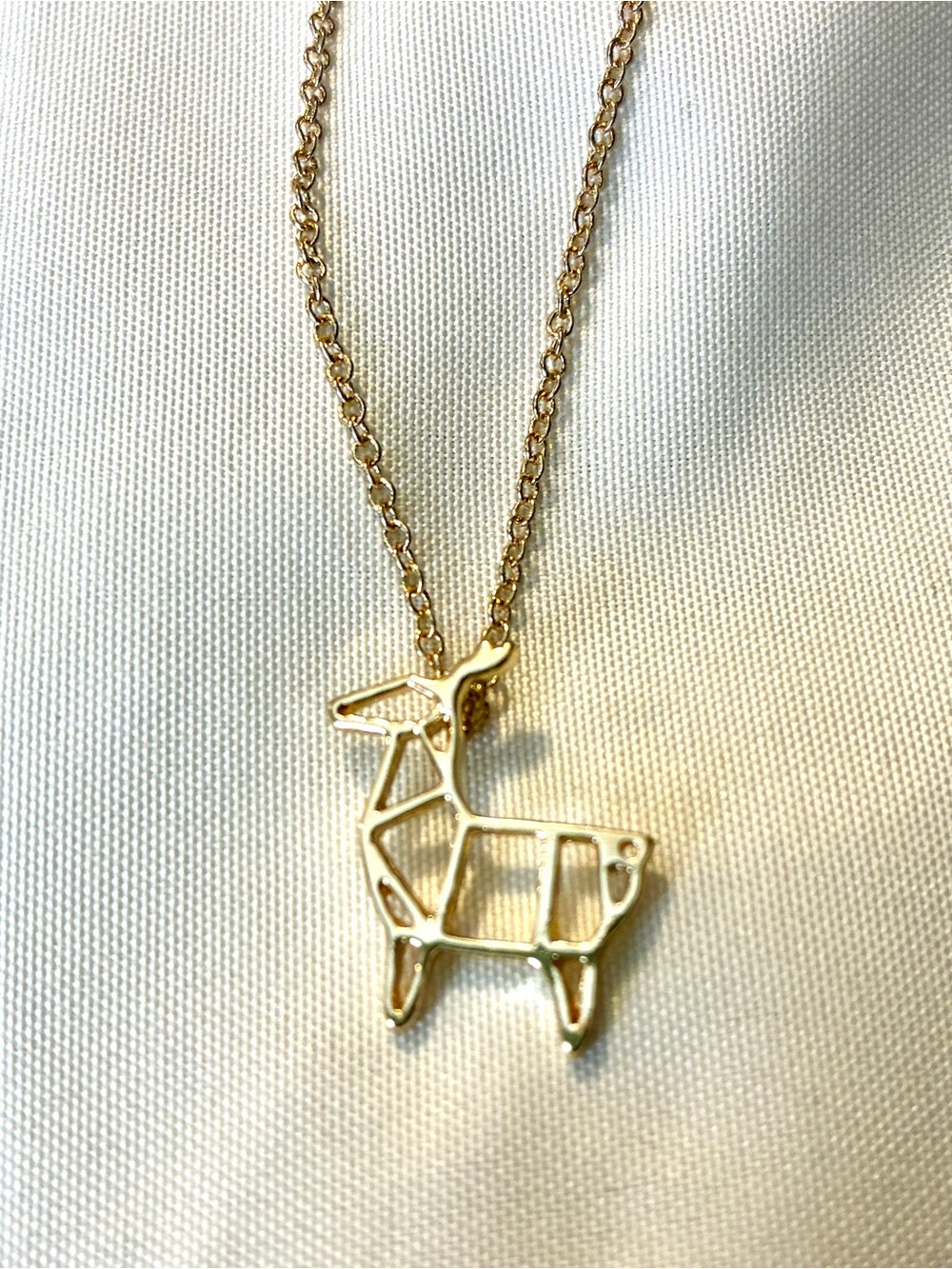 Geometric Llama Pendant Necklace in Gold